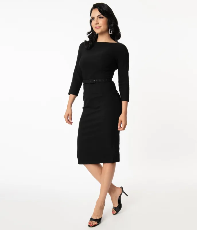 Unique Vintage Black Jaqueline Pencil Dress sold by Unique Vintage