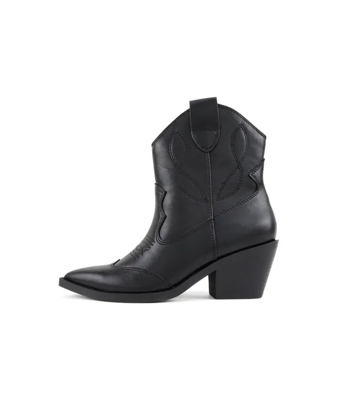 Black Leatherette Cowboy Ankle Boot sold by Unique Vintage