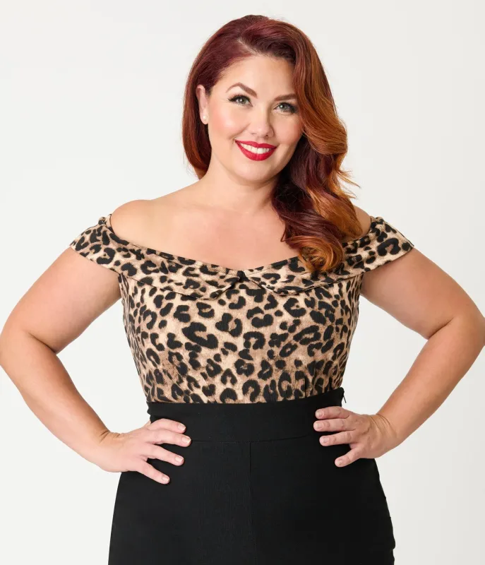Unique Vintage Plus Size Leopard Print Maraschino Top sold by Unique Vintage