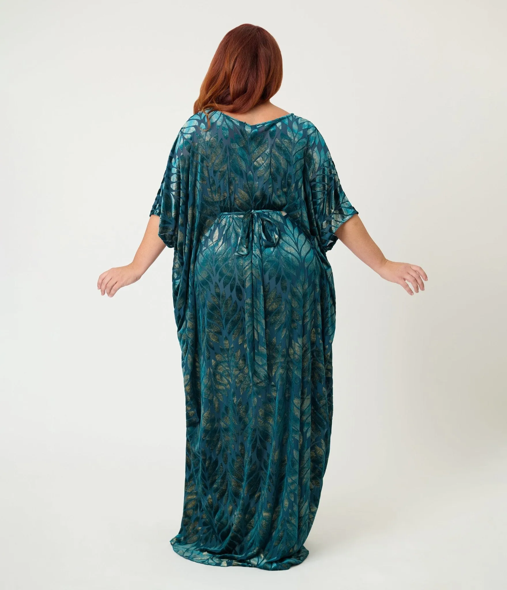 Unique Vintage Teal Leaf Burnout Burton Caftan sold by Unique Vintage product image thumbnail 5