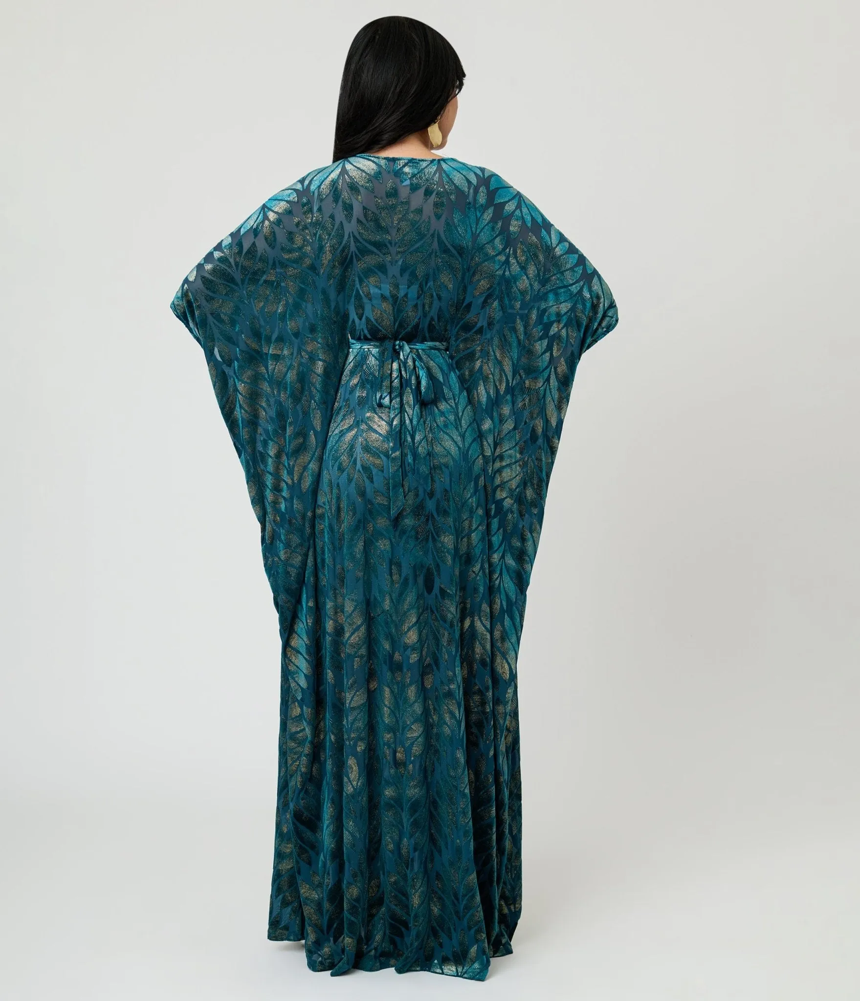 Unique Vintage Teal Leaf Burnout Burton Caftan sold by Unique Vintage product image thumbnail 2