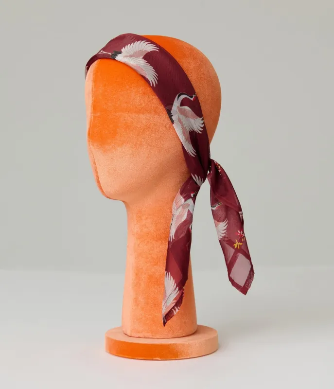 Unique Vintage Burgundy Crane Hair Scarf sold by Unique Vintage