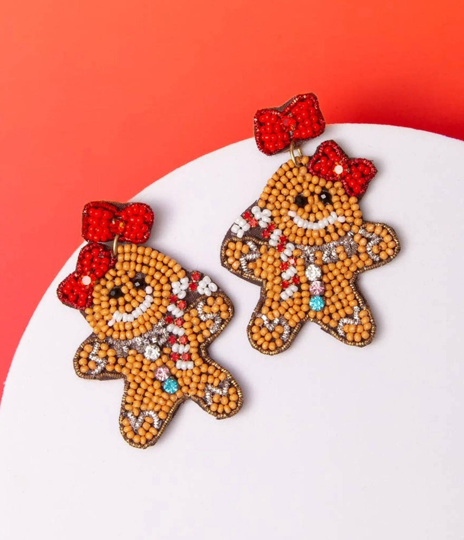 Gingerbread Woman Beaded Earrings sold by Unique Vintage