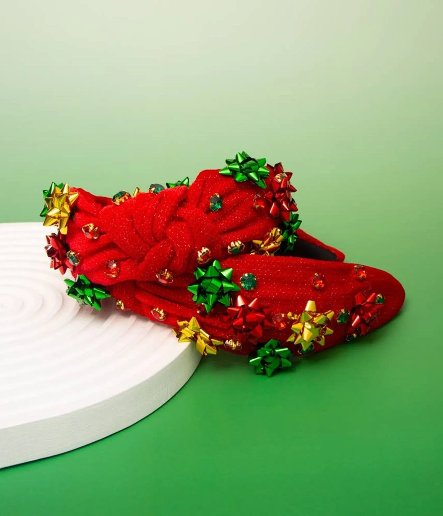 Red Holiday Bow Knotted Headband sold by Unique Vintage product image thumbnail 2