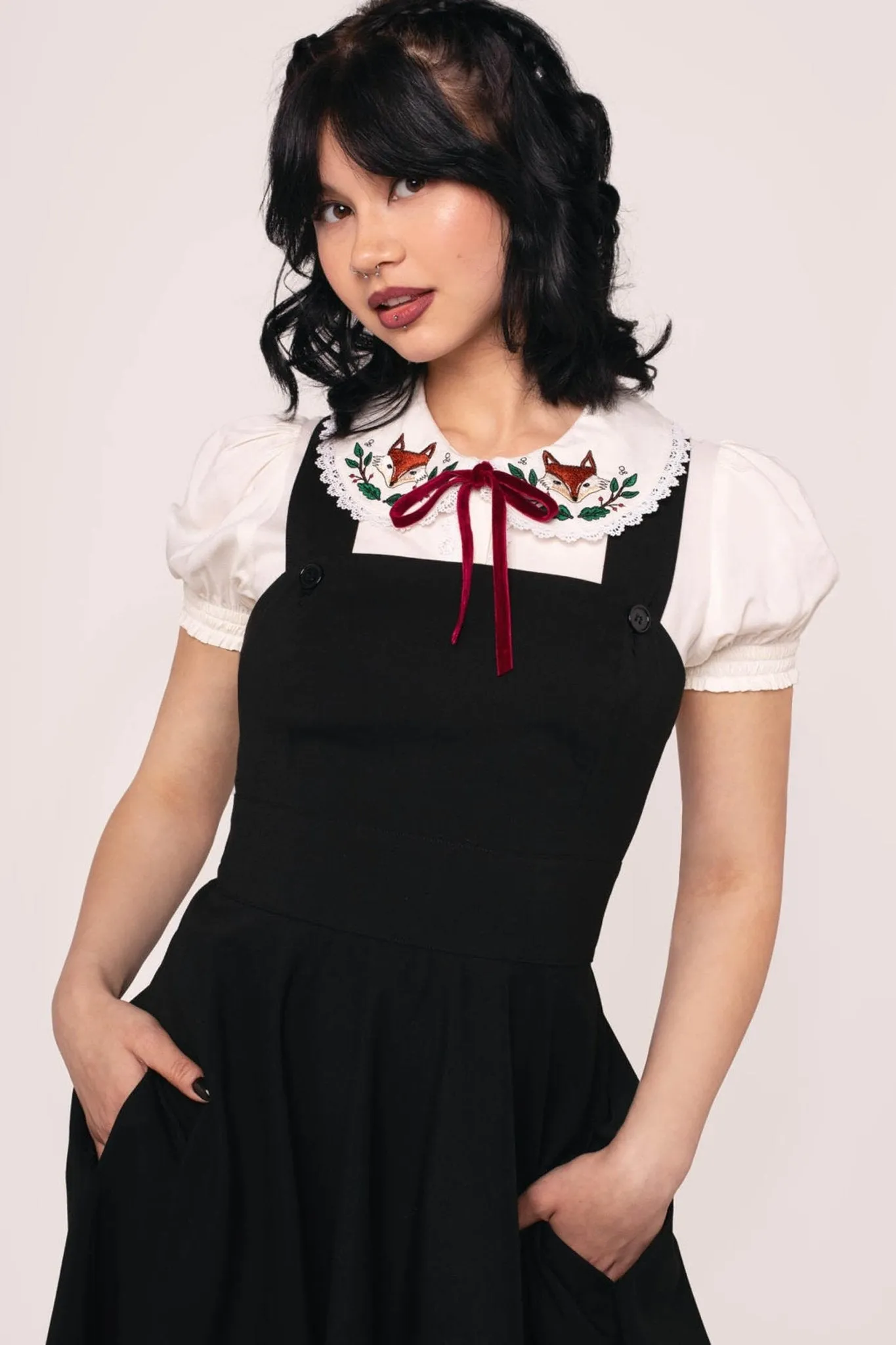Hell Bunny Black Patti Pinafore Dress sold by Unique Vintage product image thumbnail 4