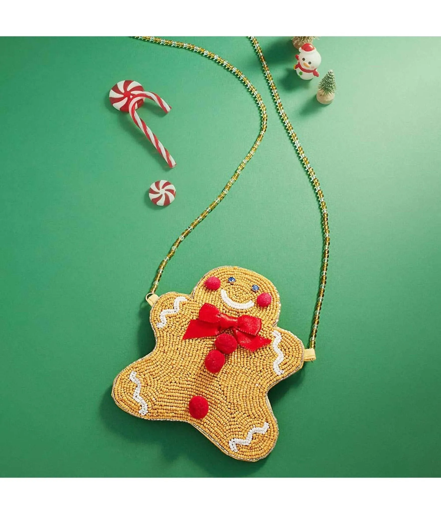 Gingerbread Man Beaded Crossbody Bag sold by Unique Vintage