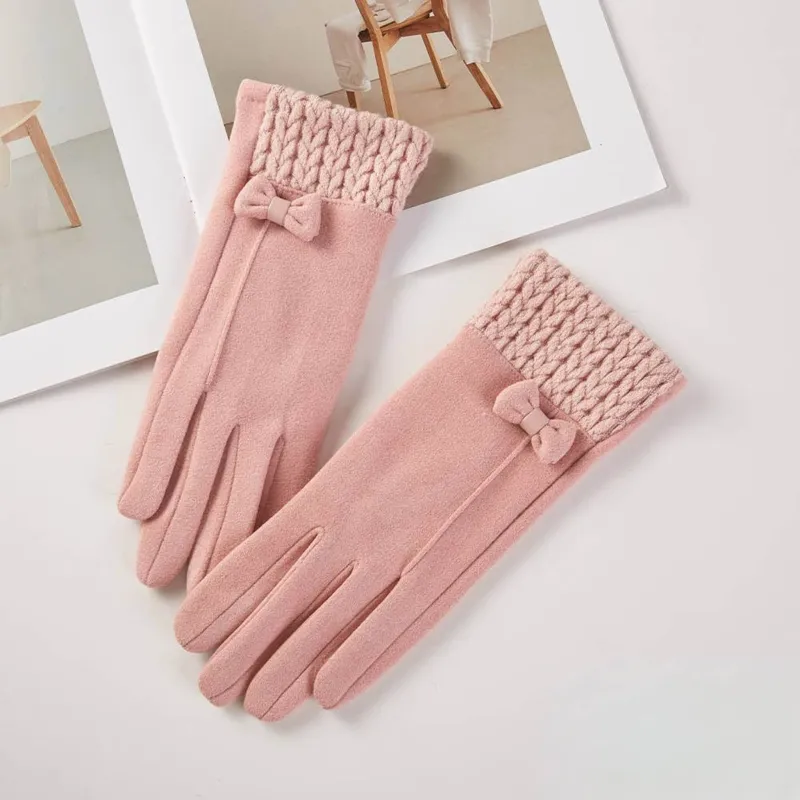 Light Pink Smart Touch Bow Gloves sold by Unique Vintage