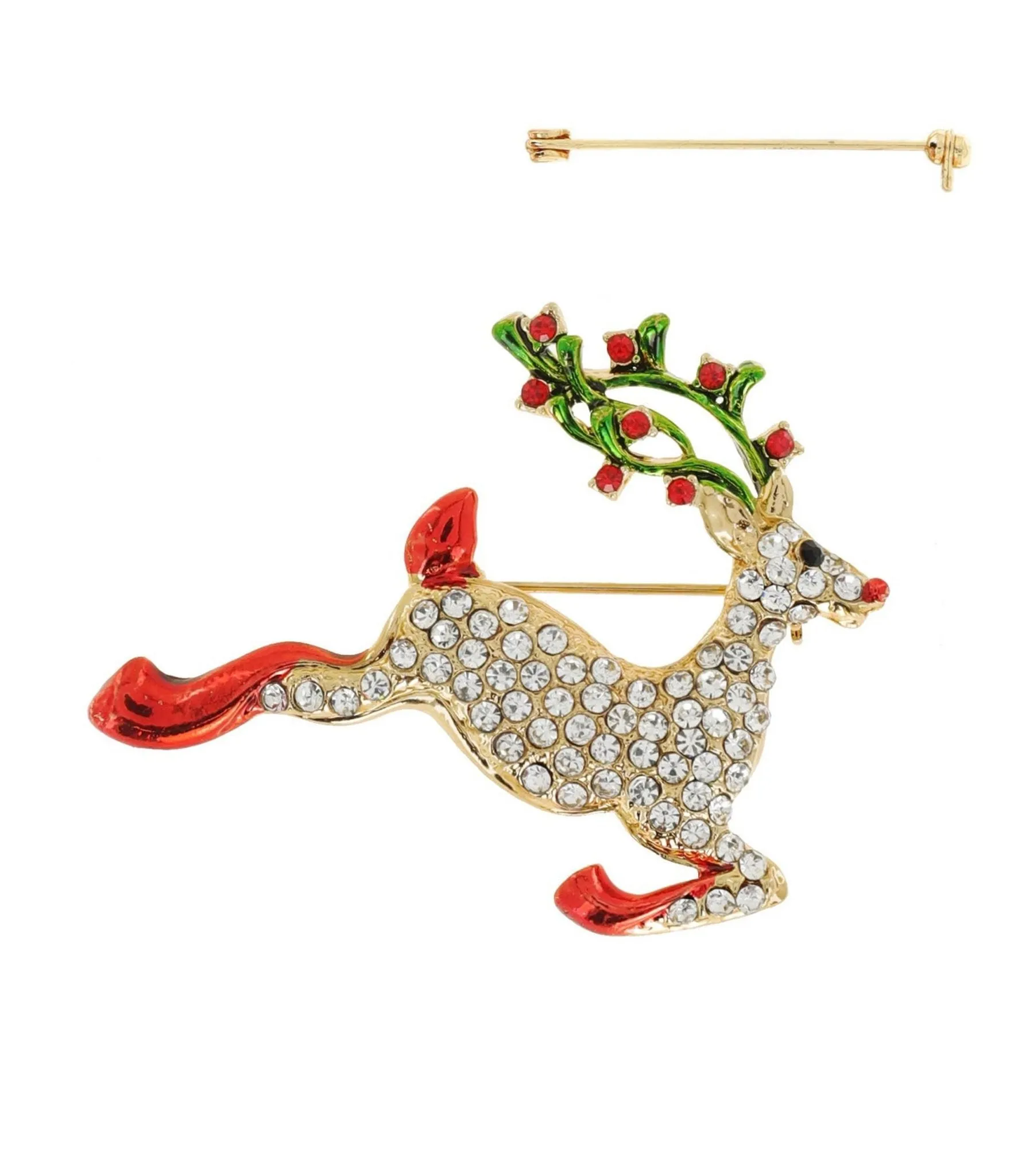 Rudolph Rhinestone Brooch sold by Unique Vintage product image thumbnail 2