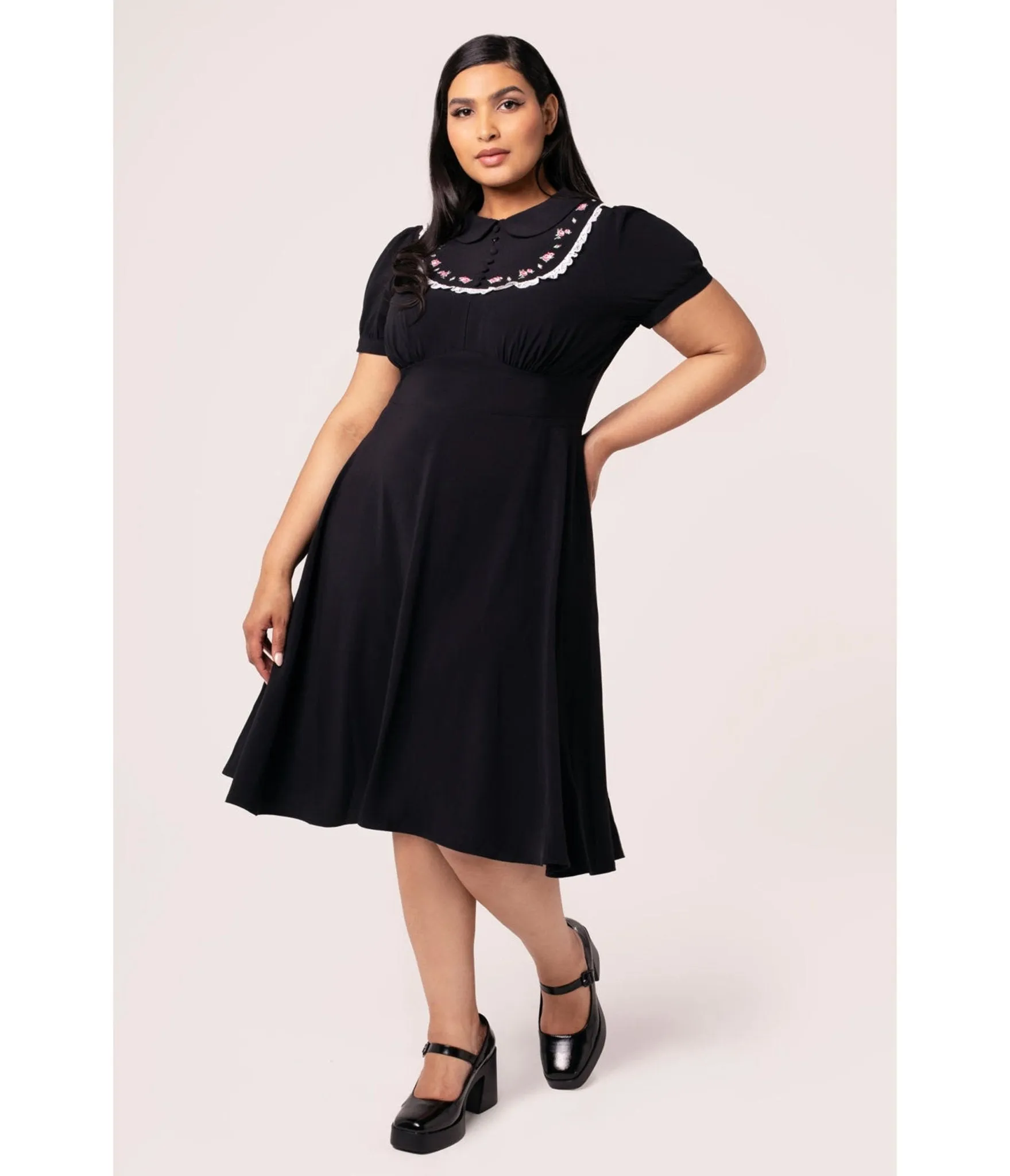 Hell Bunny Plus Size Black Fabienne Flare Dress sold by Unique Vintage product image thumbnail 2