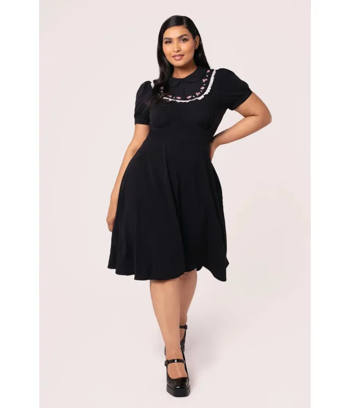 Hell Bunny Plus Size Black Fabienne Flare Dress sold by Unique Vintage