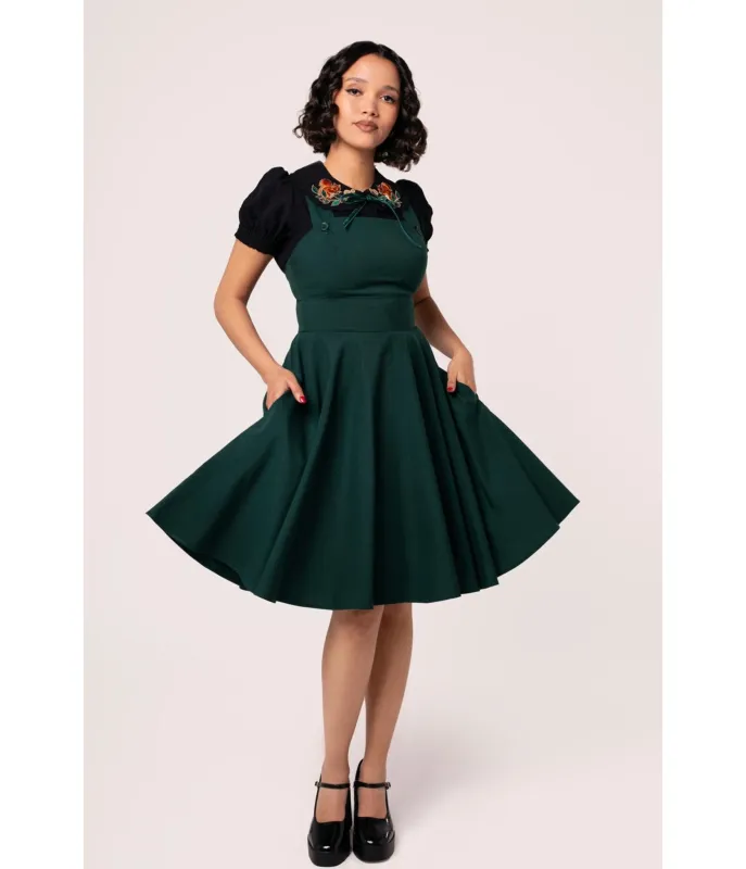 Hell Bunny Green Patti Pinafore Dress sold by Unique Vintage