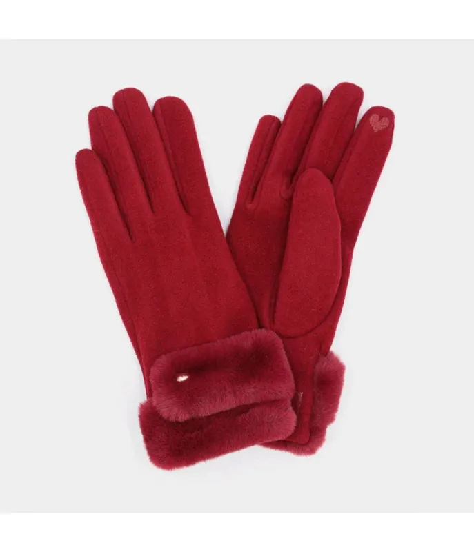 Burgundy Fleece Smart Touch Gloves sold by Unique Vintage