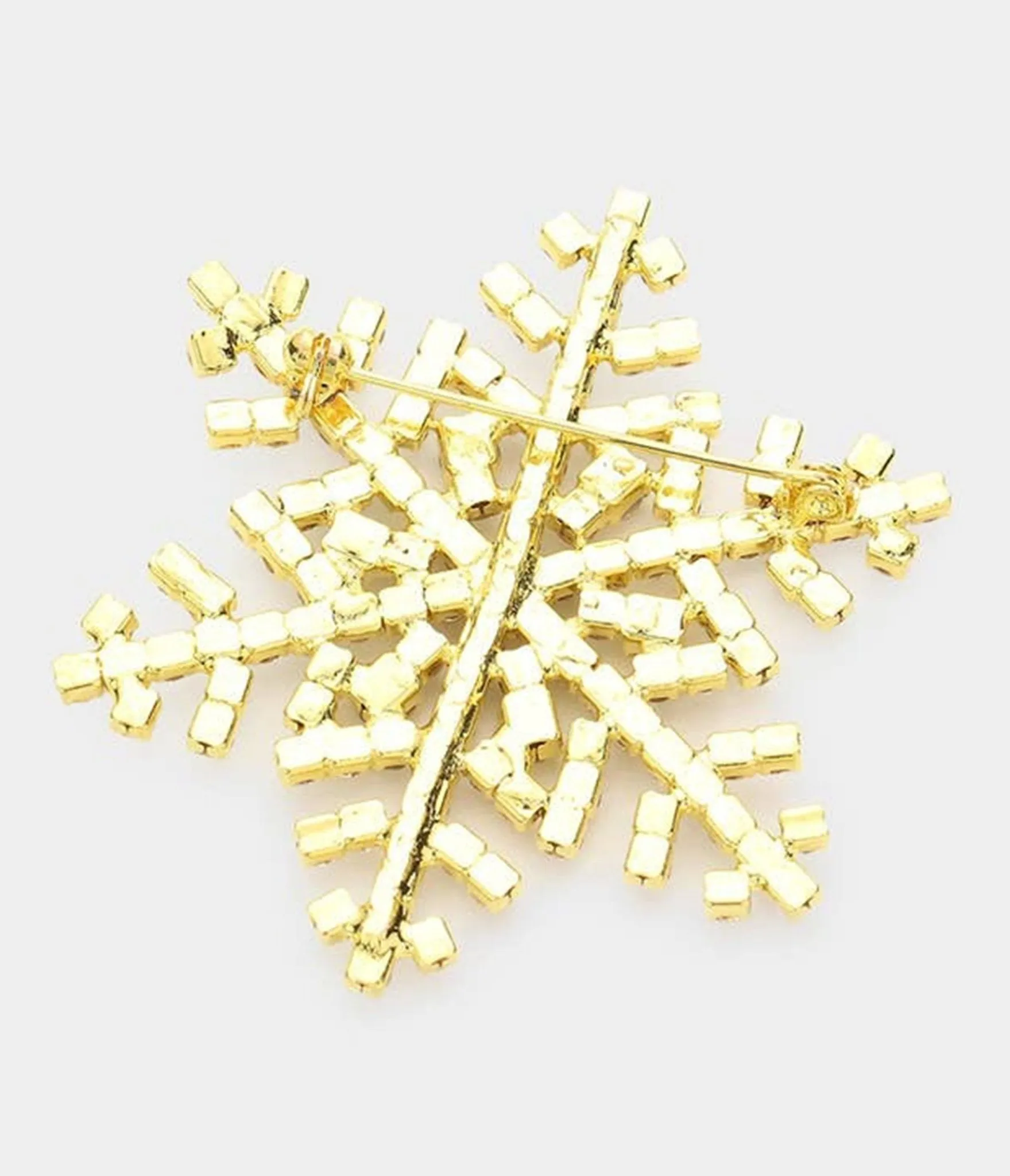 Gold Rhinestone Snowflake Brooch sold by Unique Vintage product image thumbnail 2