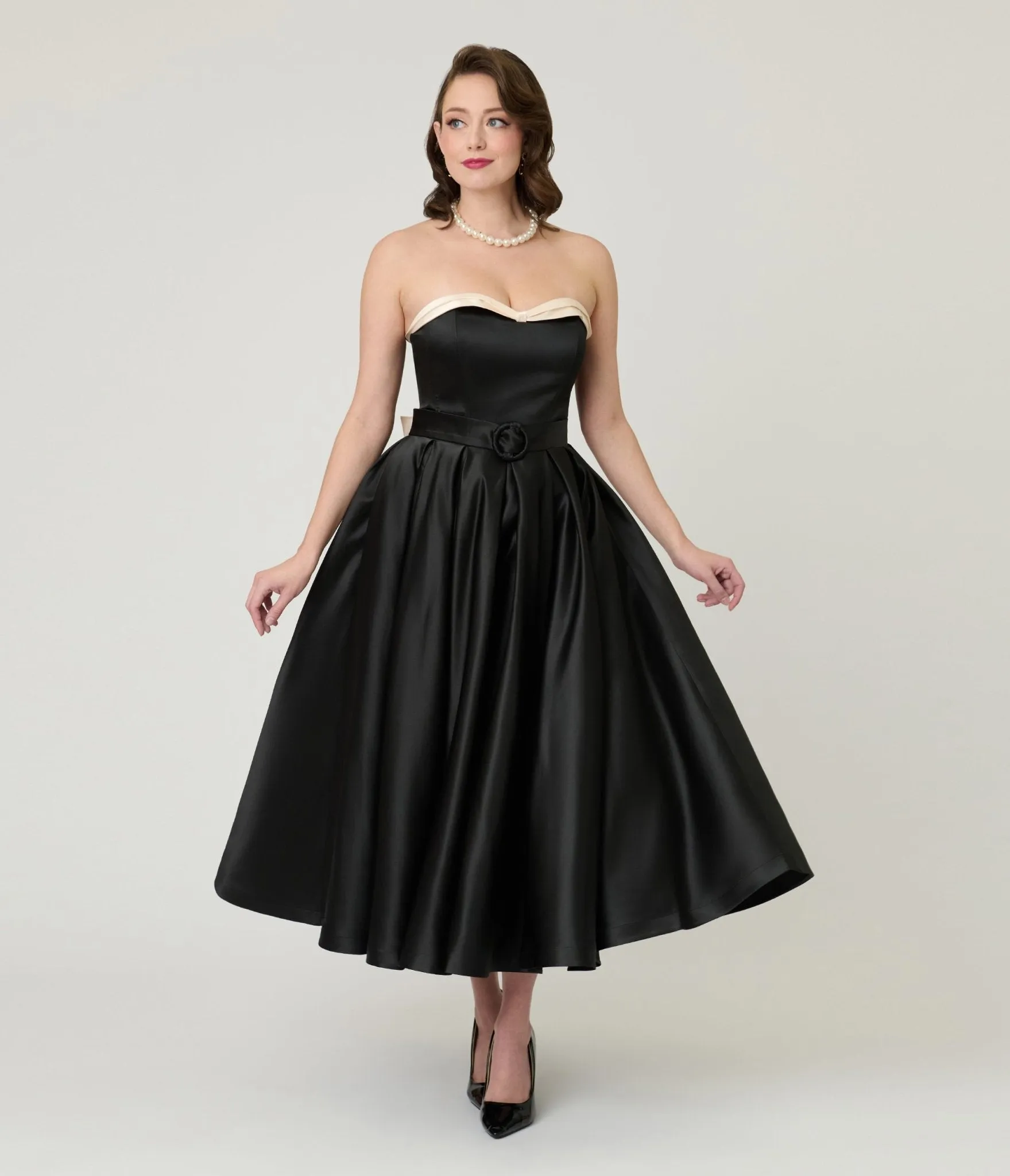 Unique Vintage Black Strapless Tea Length Gown sold by Unique Vintage product image thumbnail 3
