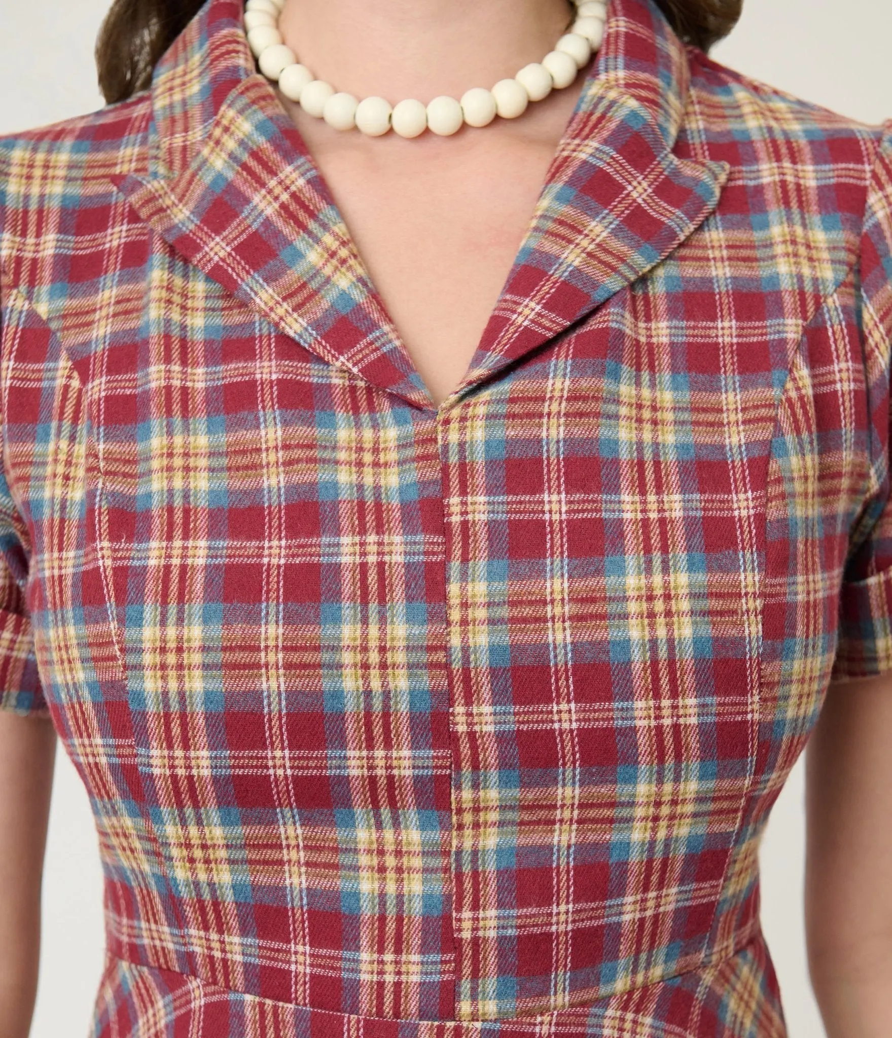 Burgundy & Tan Plaid Swing Dress sold by Unique Vintage product image thumbnail 4