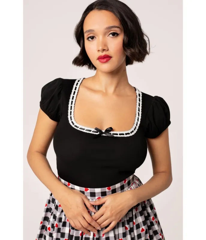 Hell Bunny Black Gracie Top sold by Unique Vintage