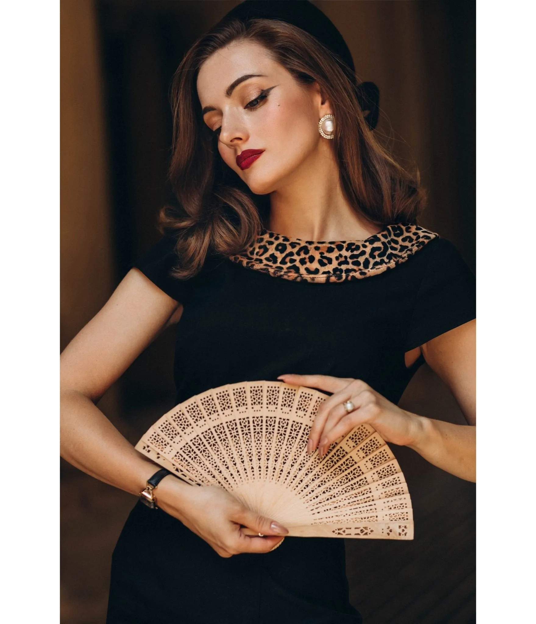 Heart My Closet Black & Leopard Print Dorothy Pencil Dress sold by Unique Vintage product image thumbnail 4