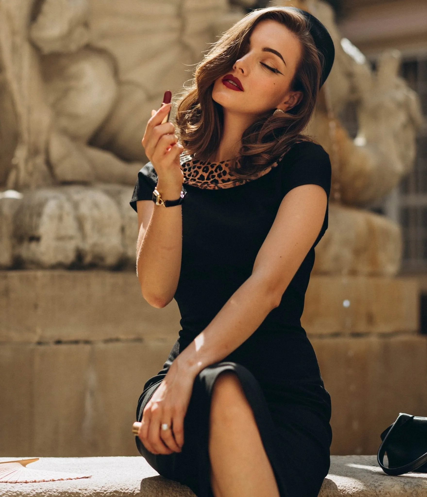 Heart My Closet Black & Leopard Print Dorothy Pencil Dress sold by Unique Vintage product image thumbnail 2