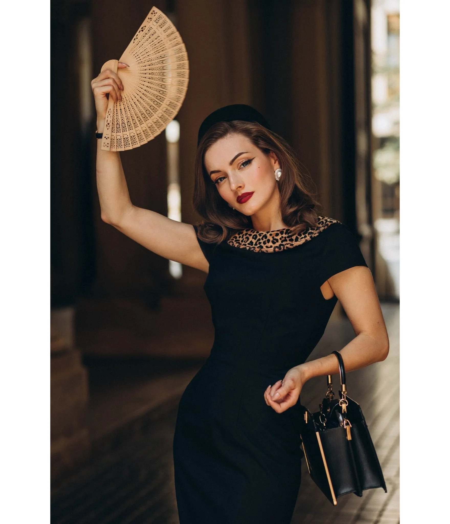 Heart My Closet Black & Leopard Print Dorothy Pencil Dress sold by Unique Vintage product image thumbnail 3