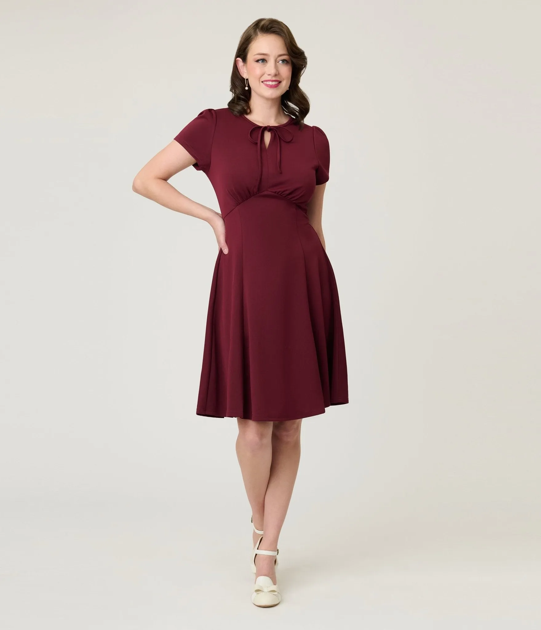 Burgundy Fit & Flare Dress sold by Unique Vintage product image thumbnail 4
