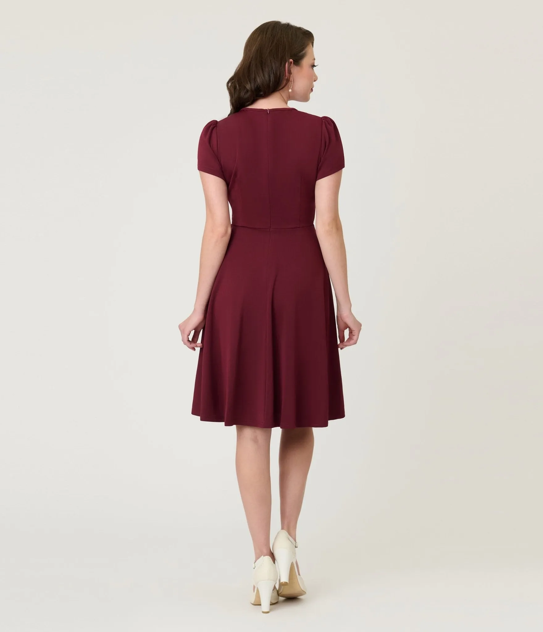 Burgundy Fit & Flare Dress sold by Unique Vintage product image thumbnail 2