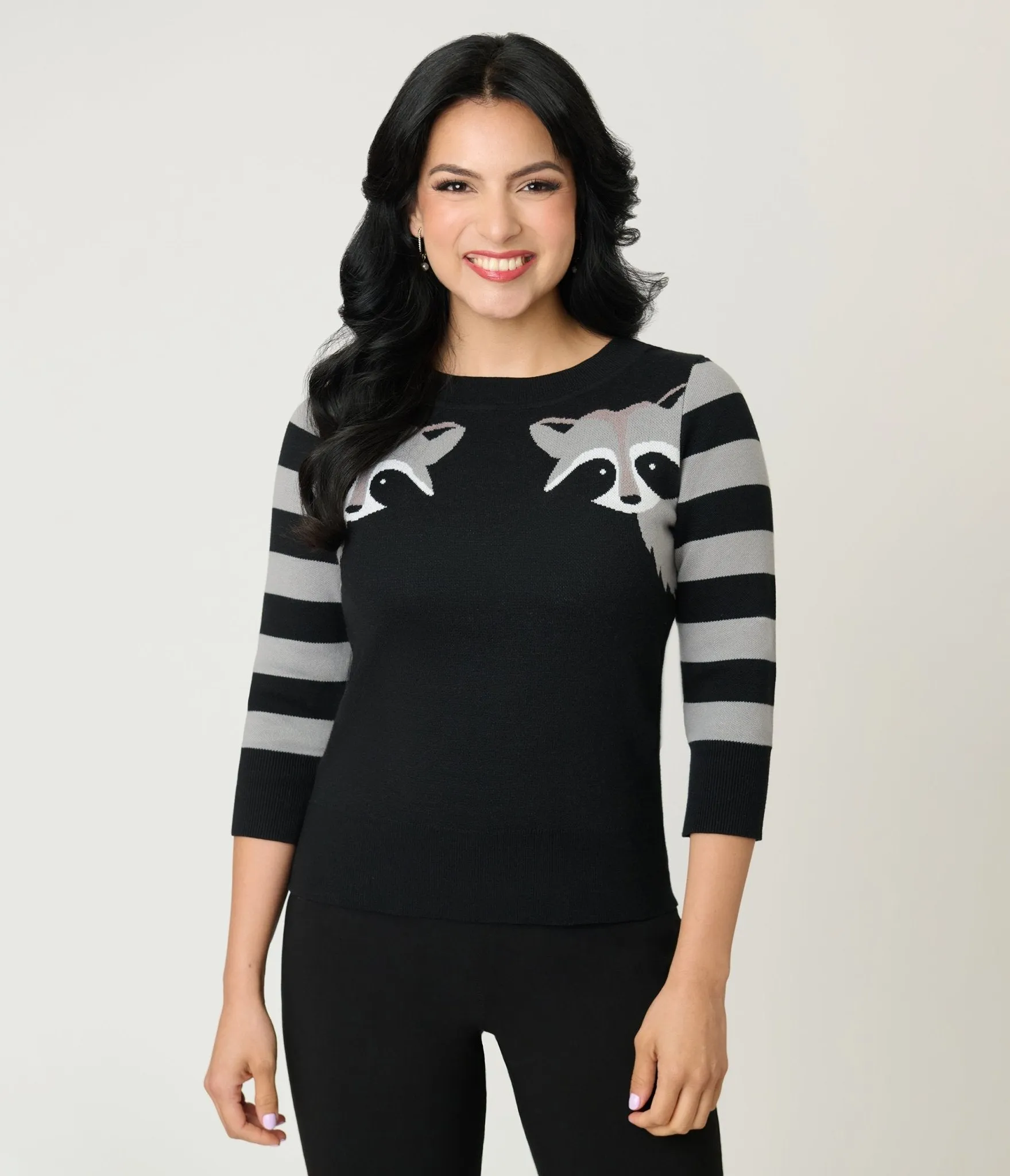 Unique Vintage Black & Raccoon Sleeve Minou Sweater sold by Unique Vintage product image thumbnail 3