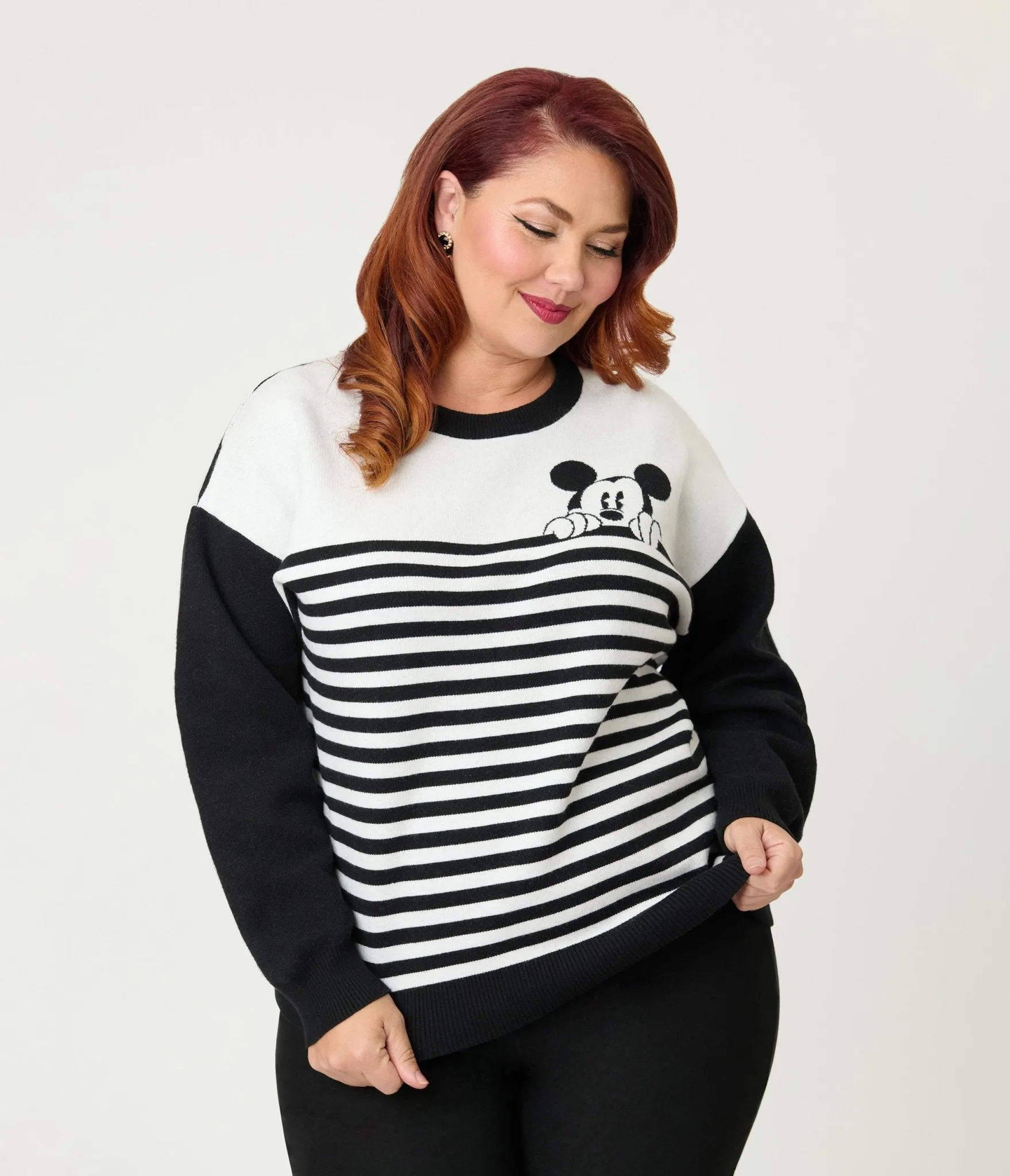 Disney Mickey & Friends Collection by Unique Vintage Plus Size Black & White Stripe Mickey Sweater sold by Unique Vintage product image thumbnail 3