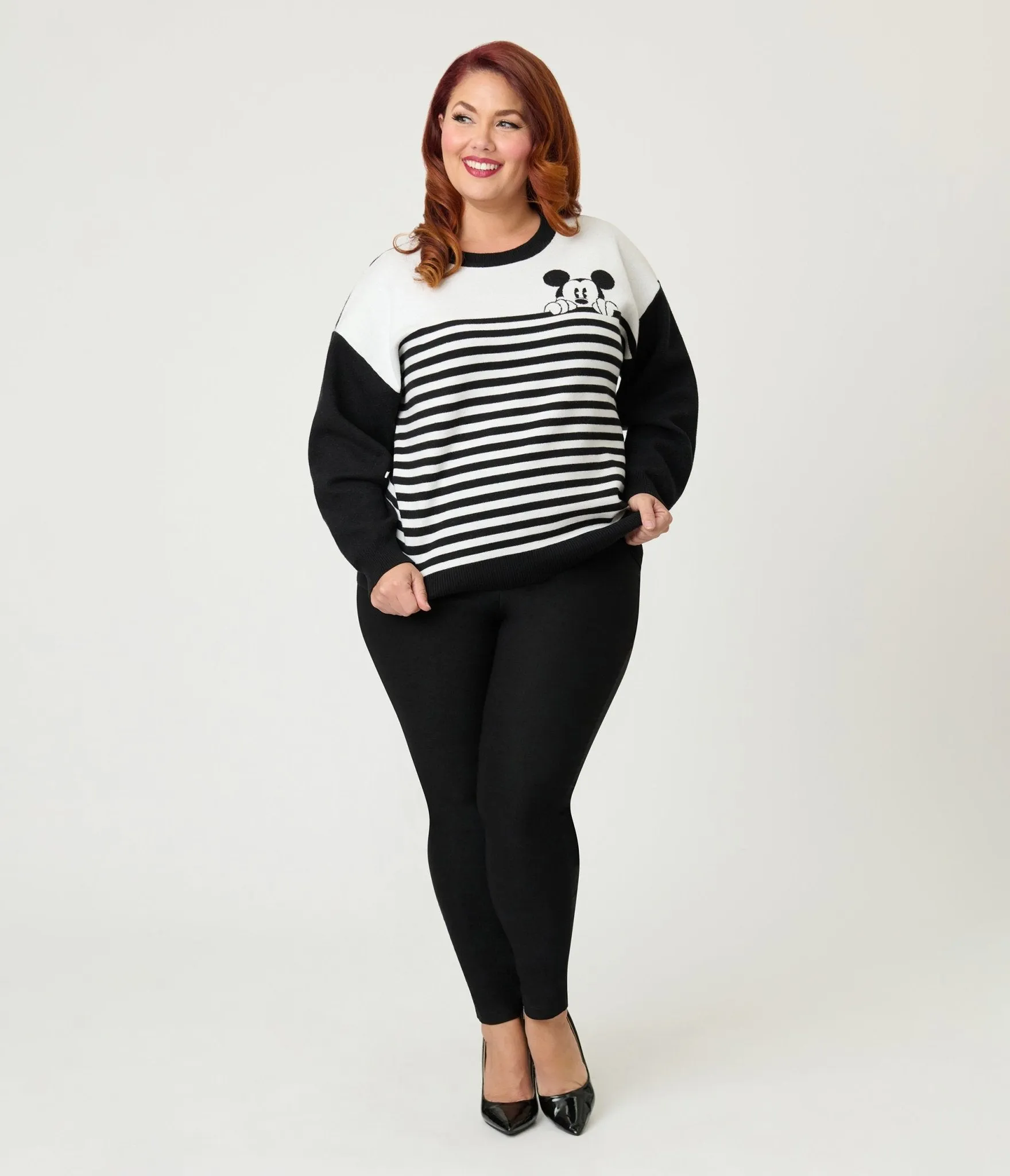 Disney Mickey & Friends Collection by Unique Vintage Plus Size Black & White Stripe Mickey Sweater sold by Unique Vintage product image thumbnail 4