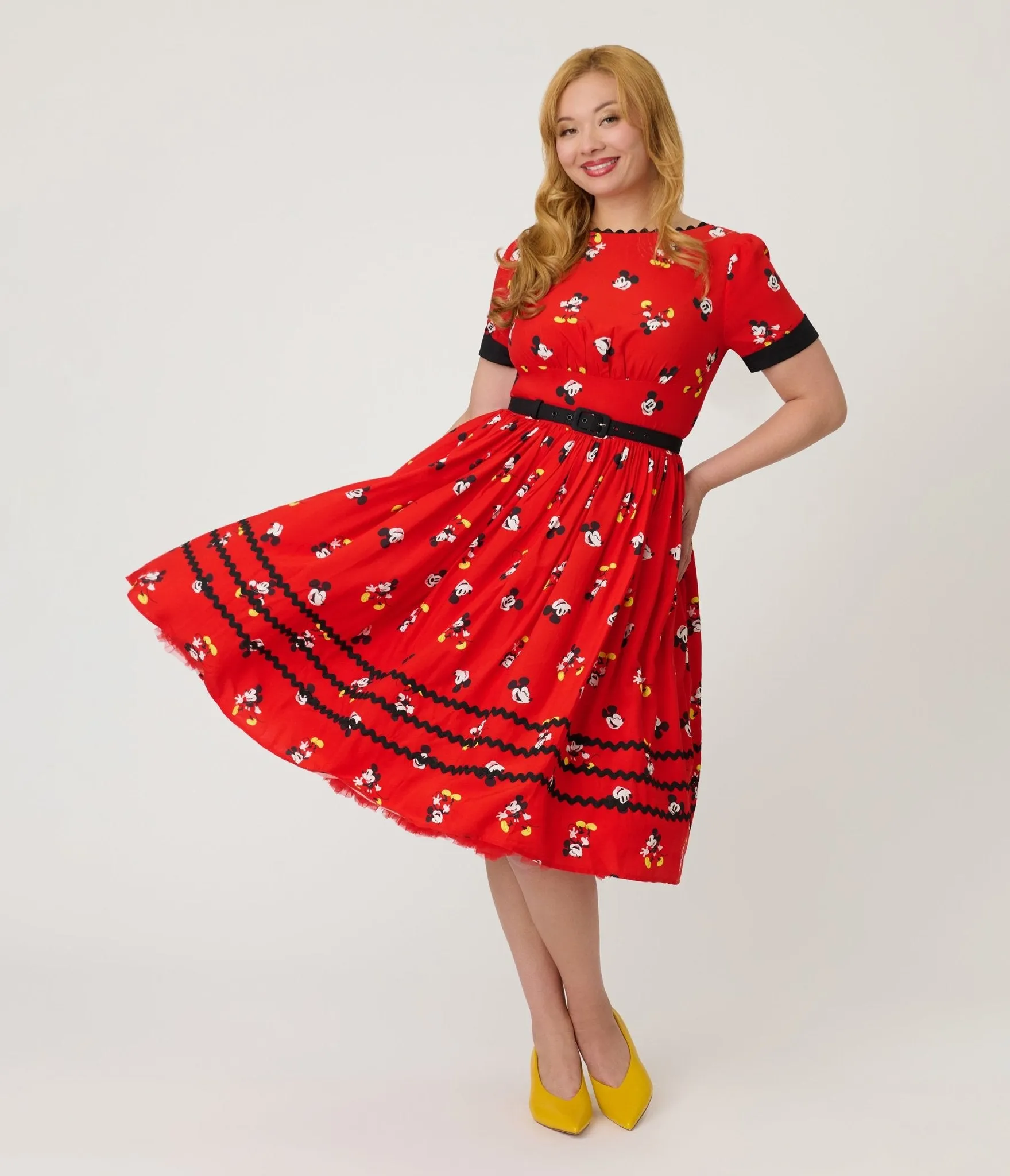 Disney Mickey & Friends Collection by Unique Vintage Red Mickey Print Swing Dress sold by Unique Vintage