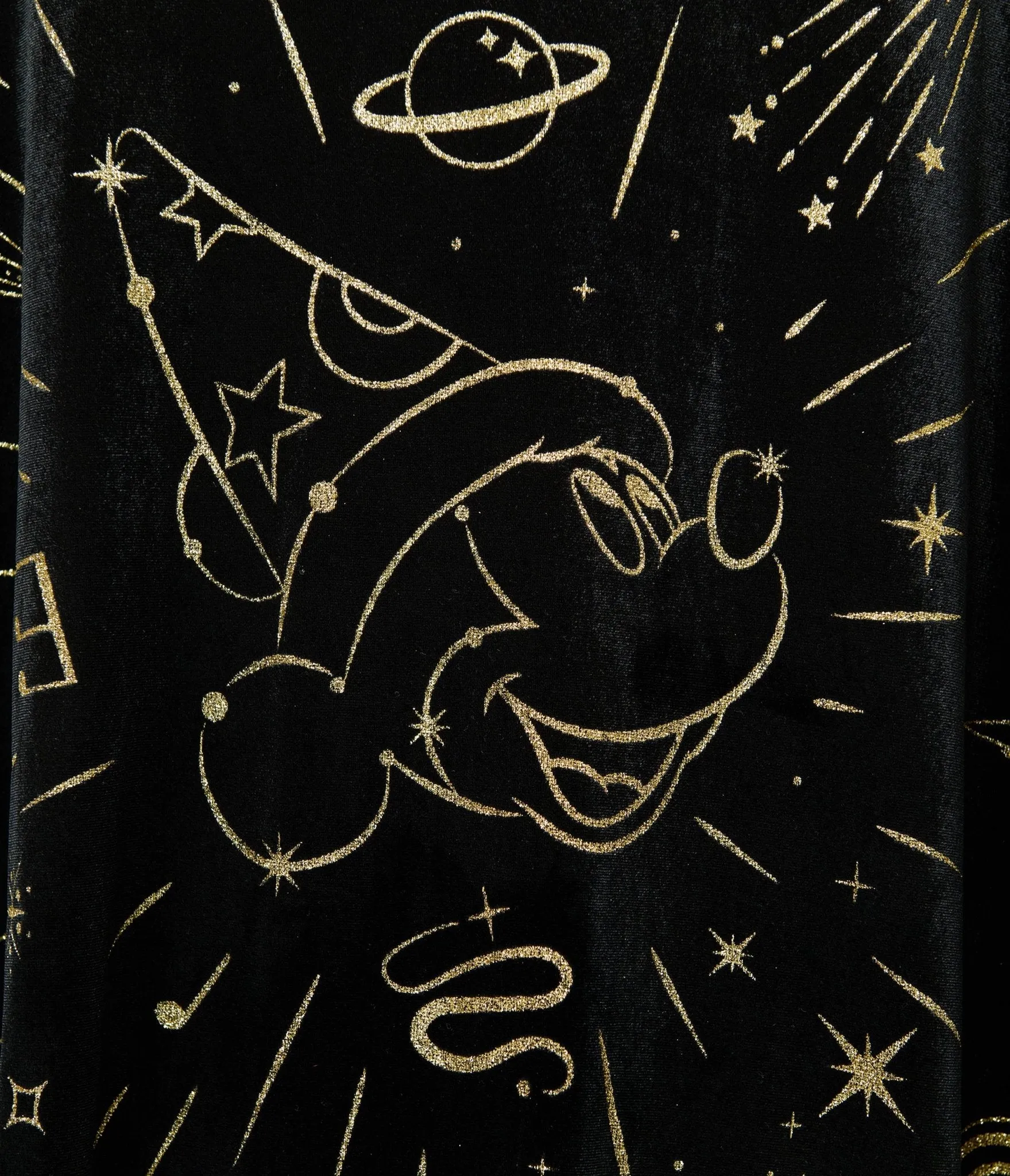 Disney Fantasia Collection by Unique Vintage Sorcerers Apprentice Black Velvet Fringe Kimono sold by Unique Vintage product image thumbnail 4