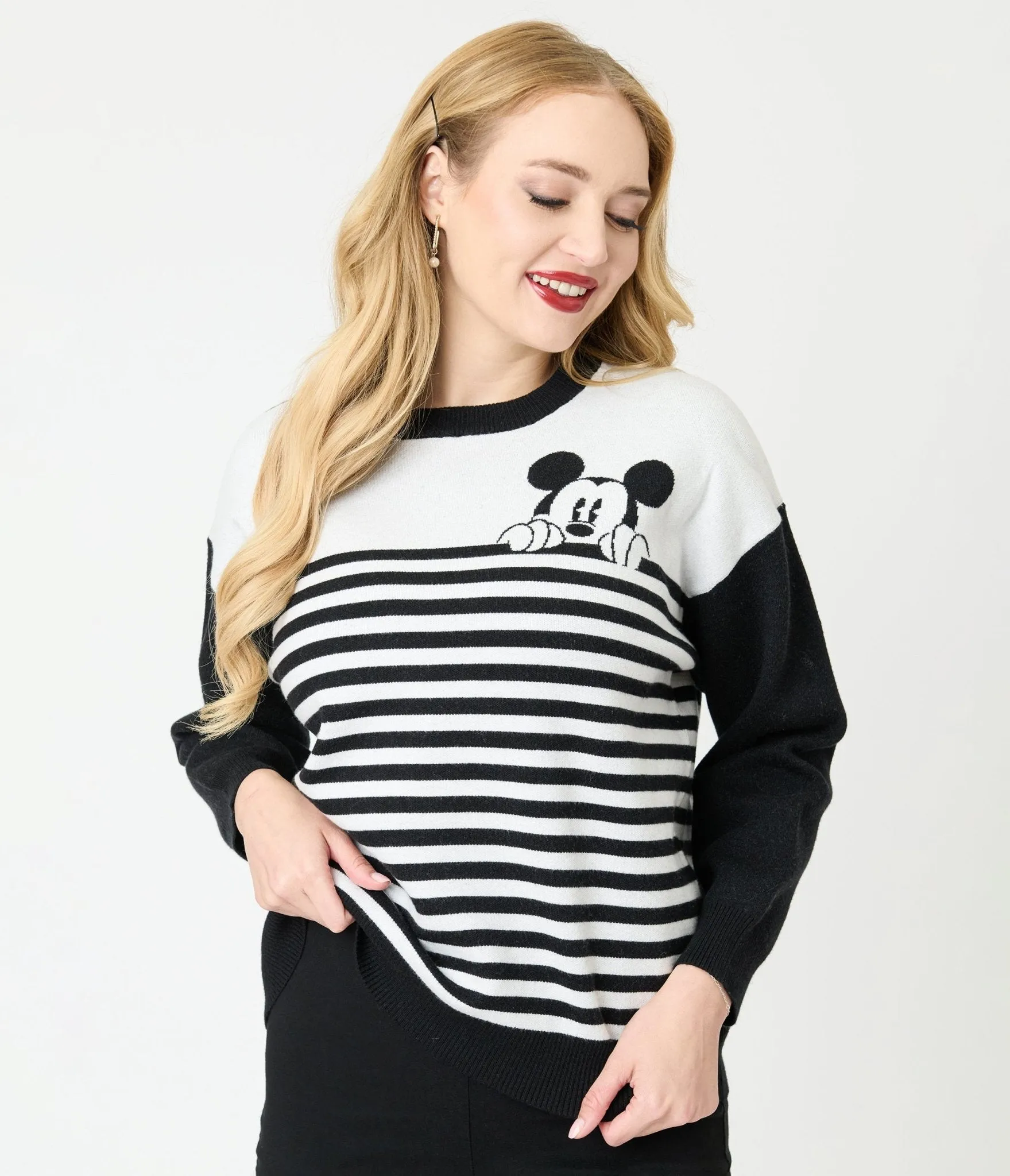 Disney Mickey & Friends Collection by Unique Vintage Black & White Stripe Mickey Sweater sold by Unique Vintage product image thumbnail 4