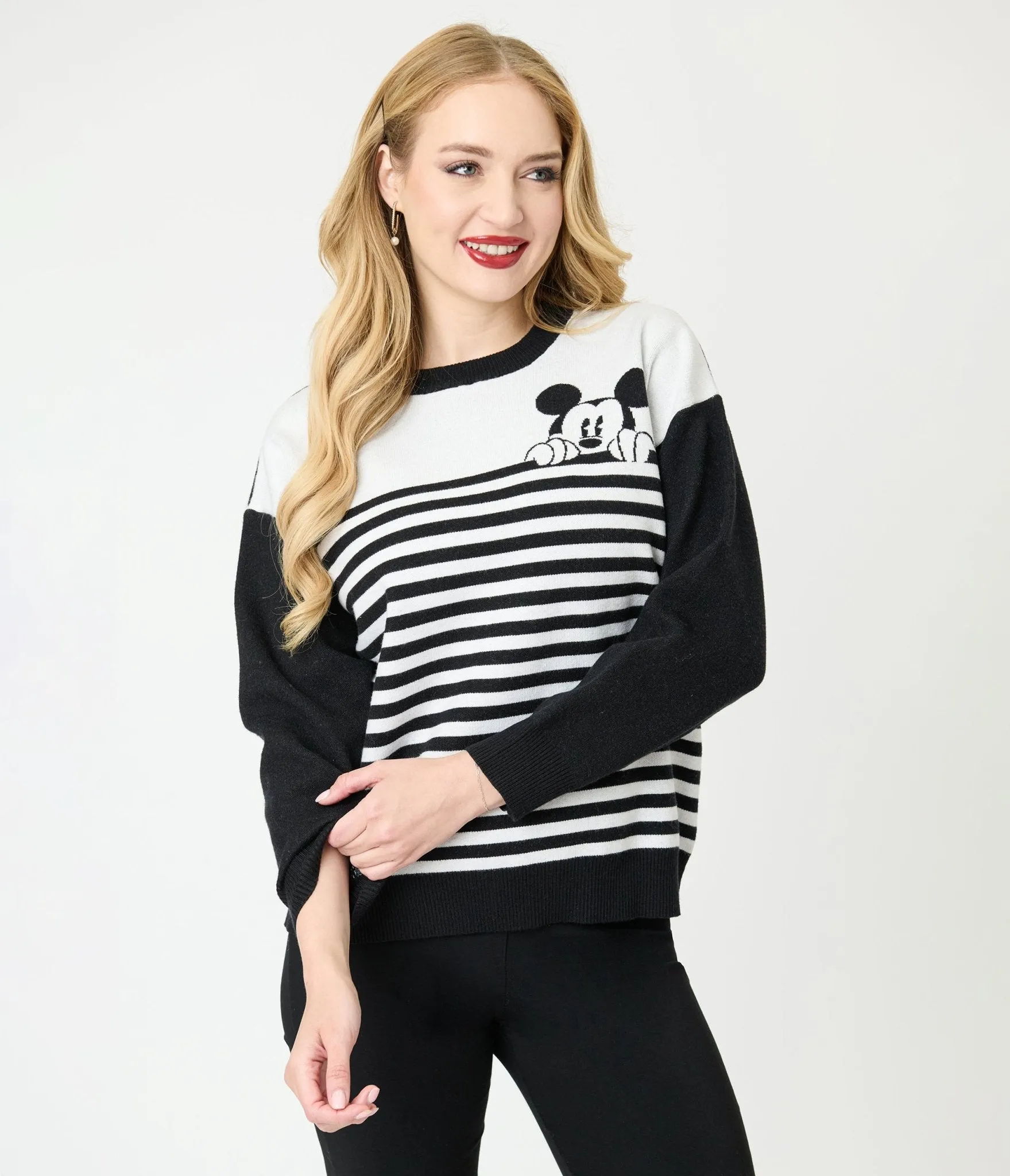 Disney Mickey & Friends Collection by Unique Vintage Black & White Stripe Mickey Sweater sold by Unique Vintage product image thumbnail 3