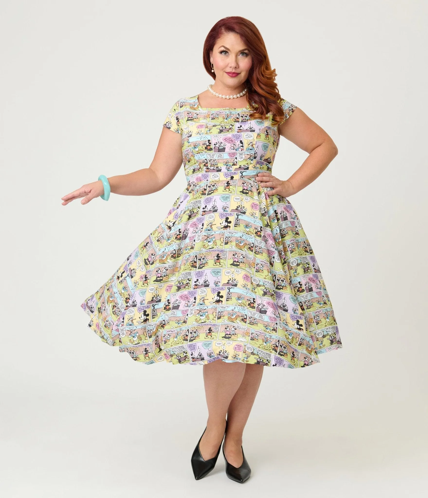 Disney Mickey & Friends Collection by Magnolia Place Plus Size Mickey Comics Swing Dress sold by Unique Vintage product image thumbnail 4