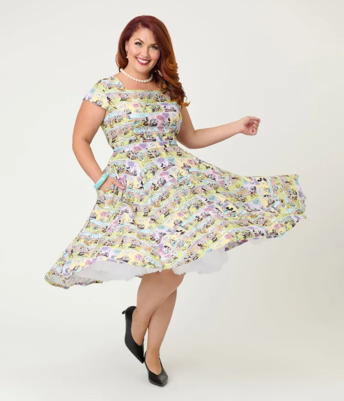Disney Mickey & Friends Collection by Magnolia Place Plus Size Mickey Comics Swing Dress sold by Unique Vintage
