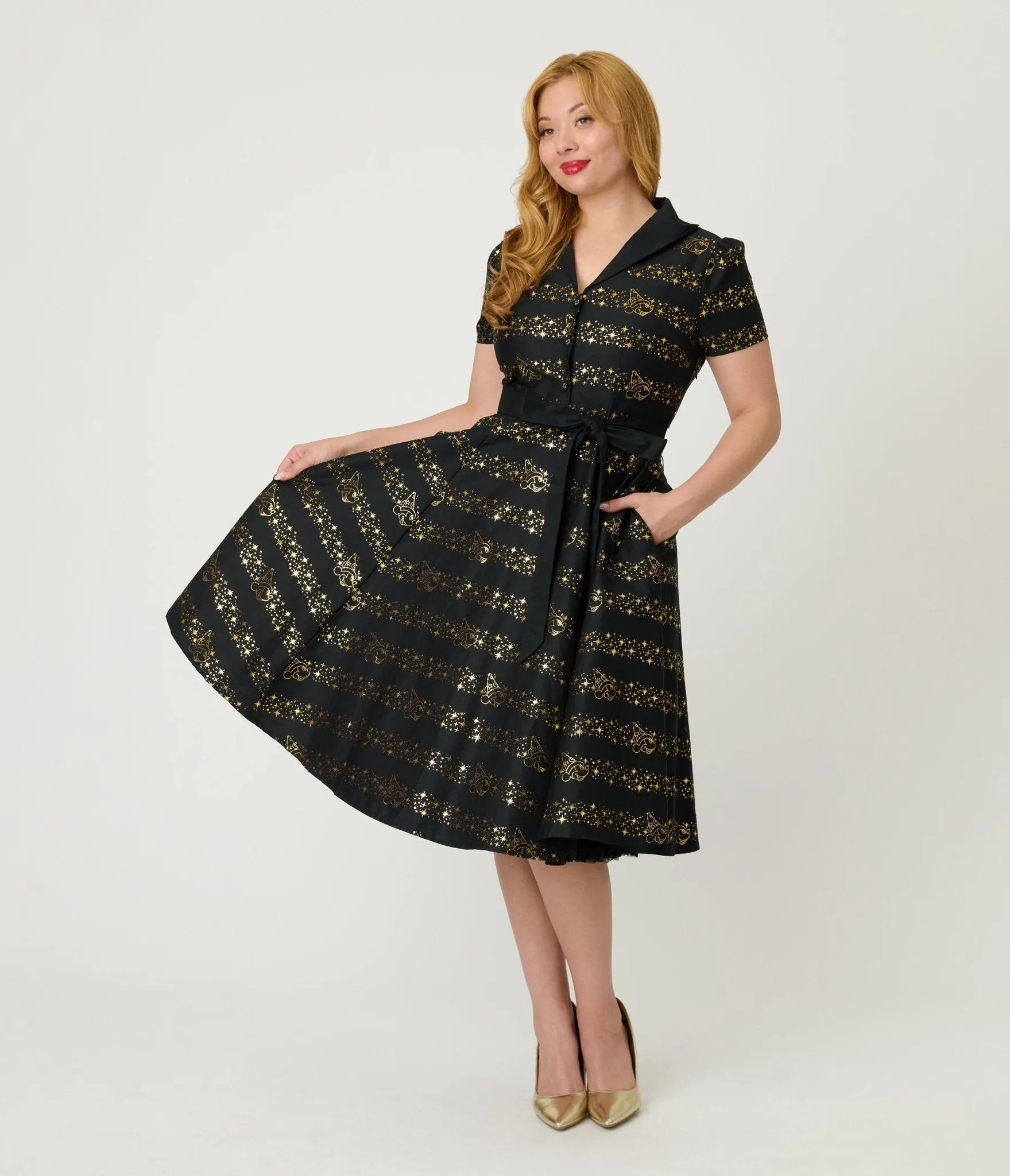 Disney Fantasia Collection by Unique Vintage Sorcerers Apprentice Cotton Swing Dress sold by Unique Vintage