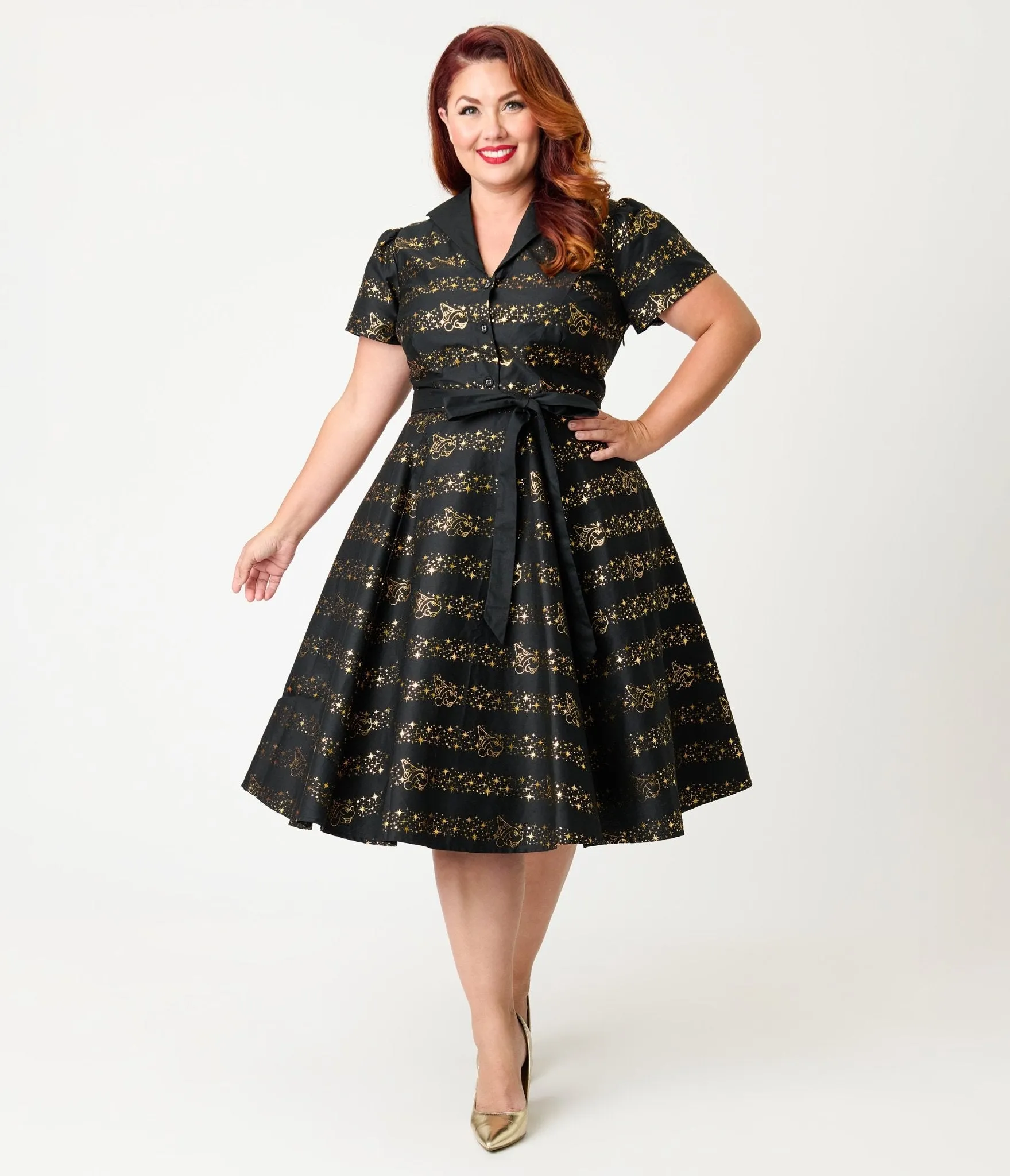 Disney Fantasia Collection by Unique Vintage Plus Size Sorcerers Apprentice Cotton Swing Dress sold by Unique Vintage product image thumbnail 4