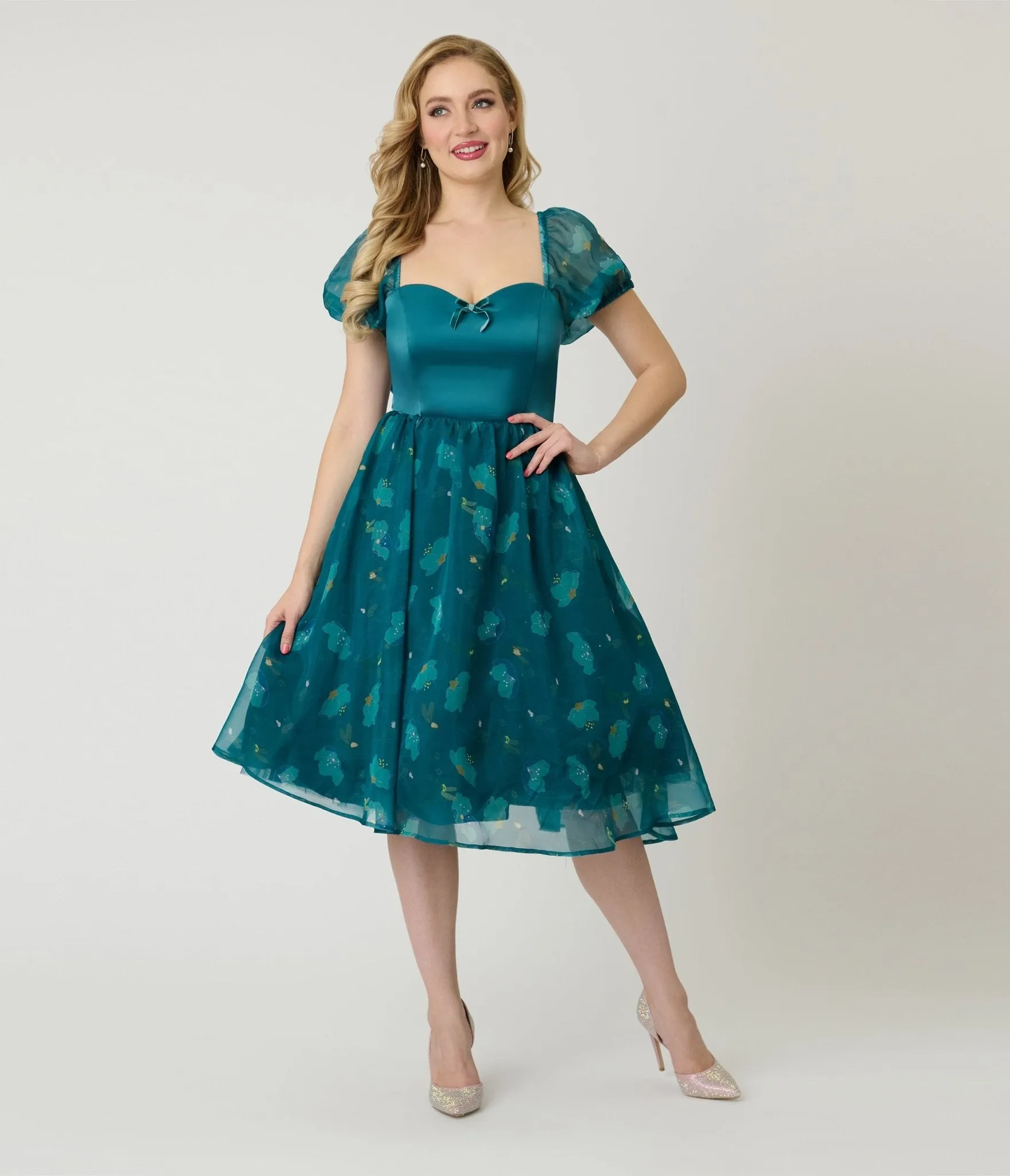Disney Fantasia Collection by Unique Vintage Teal Fairies Light Up Swing Dress sold by Unique Vintage