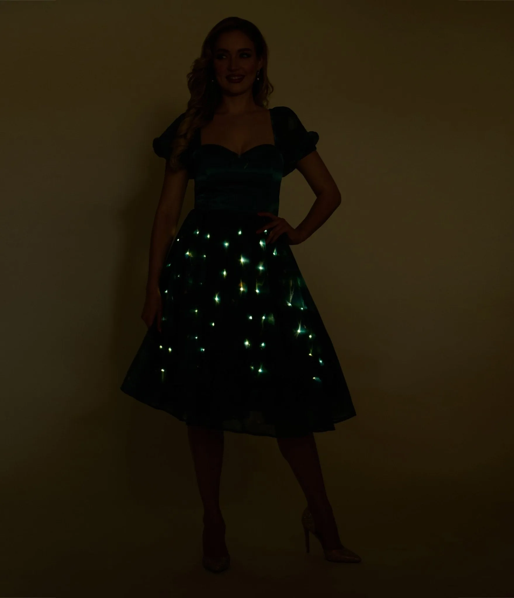 Disney Fantasia Collection by Unique Vintage Teal Fairies Light Up Swing Dress sold by Unique Vintage product image thumbnail 2