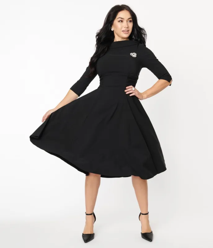 Unique Vintage Black Nicola Swing Dress sold by Unique Vintage
