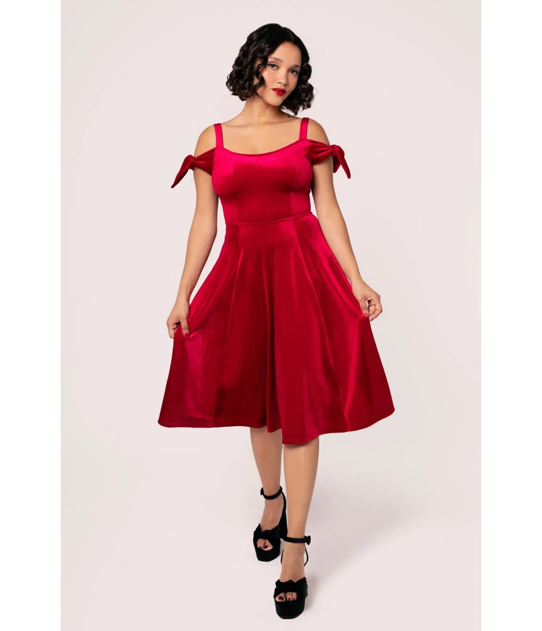 Hell Bunny Red Velvet Carrie Swing Dress sold by Unique Vintage product image thumbnail 3