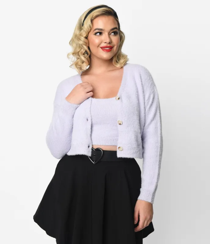 Lavender Top & Cardigan Set sold by Unique Vintage