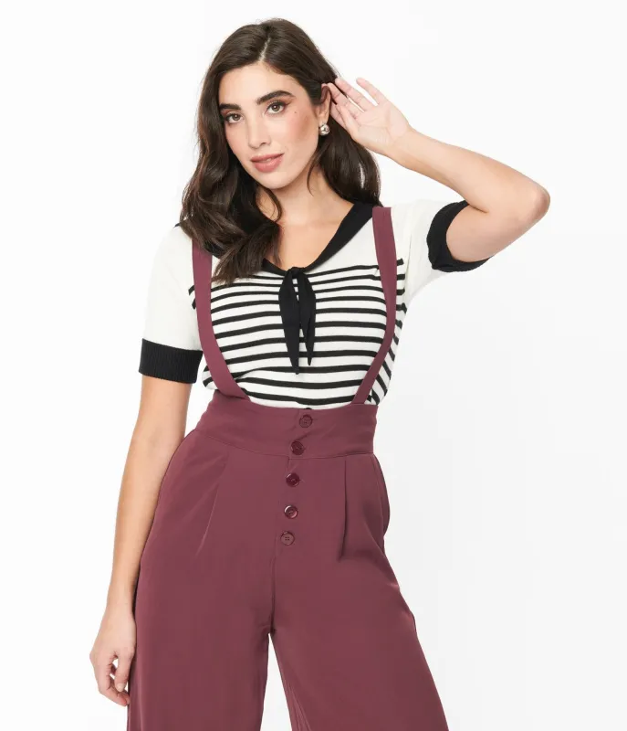 Hell Bunny White & Black Striped Coco Top sold by Unique Vintage