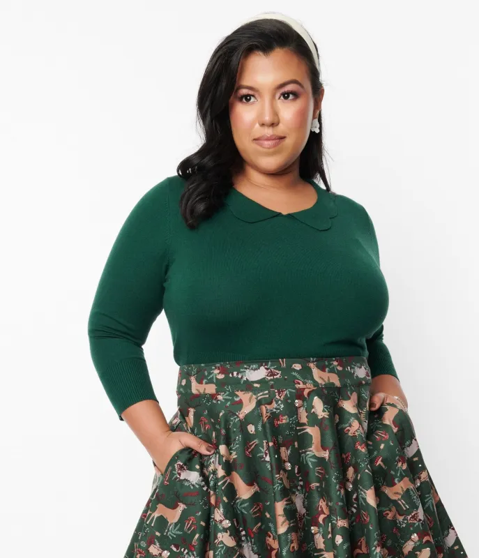 Green Scallop Collar Sweater sold by Unique Vintage