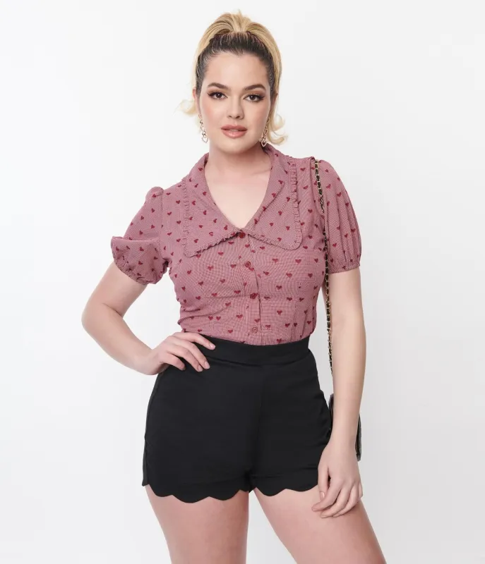 Unique Vintage 1930s Berry Heart Oversized Collar Blouse sold by Unique Vintage