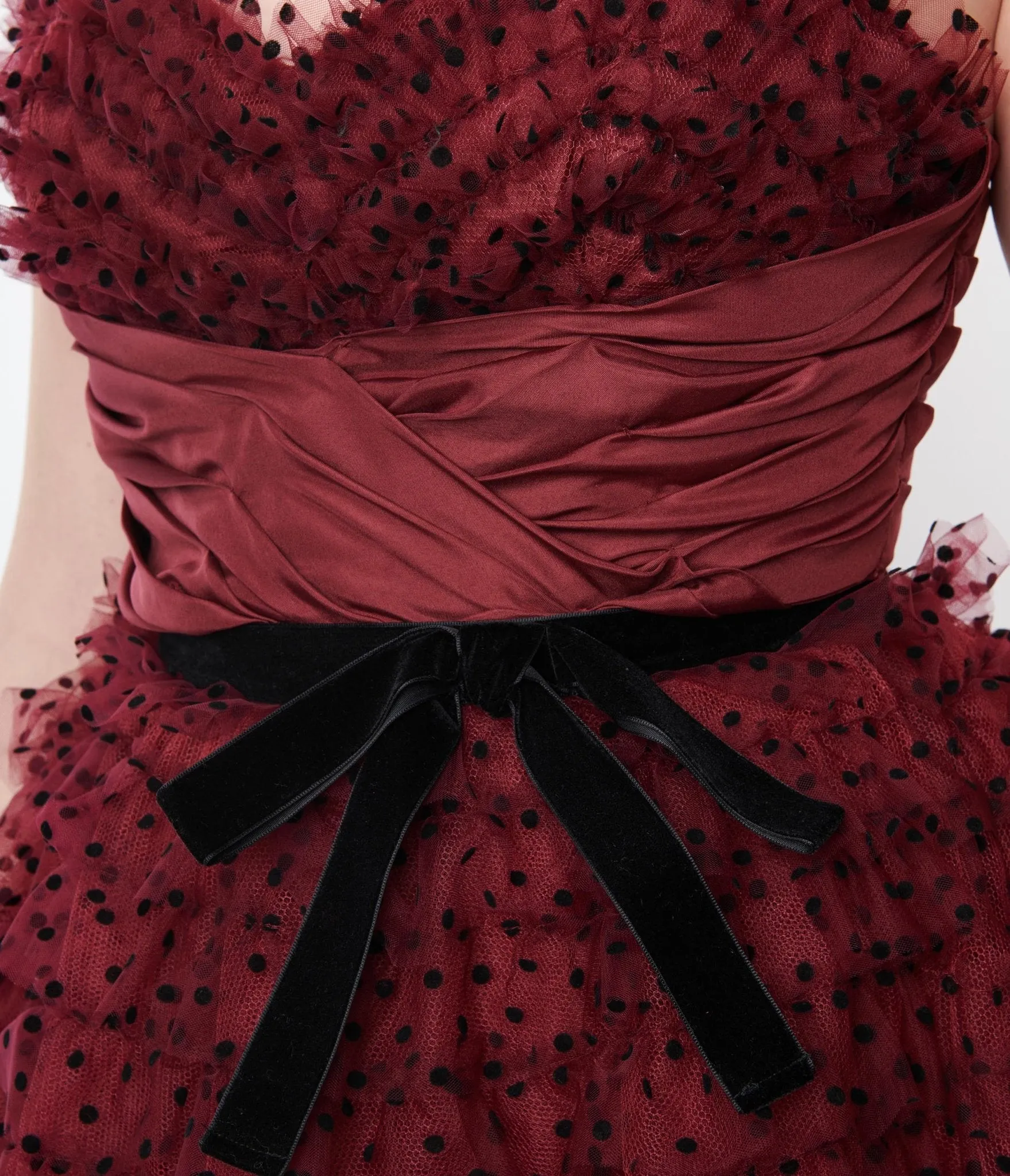 Unique Vintage Burgundy & Black Polka Dot Tulle Cupcake Swing Dress sold by Unique Vintage product image thumbnail 2