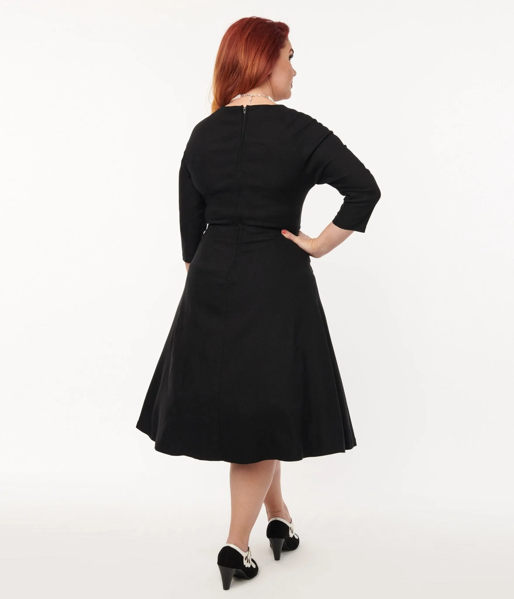 Unique Vintage 1940s Black Queen Anne Swing Dress sold by Unique Vintage product image thumbnail 2