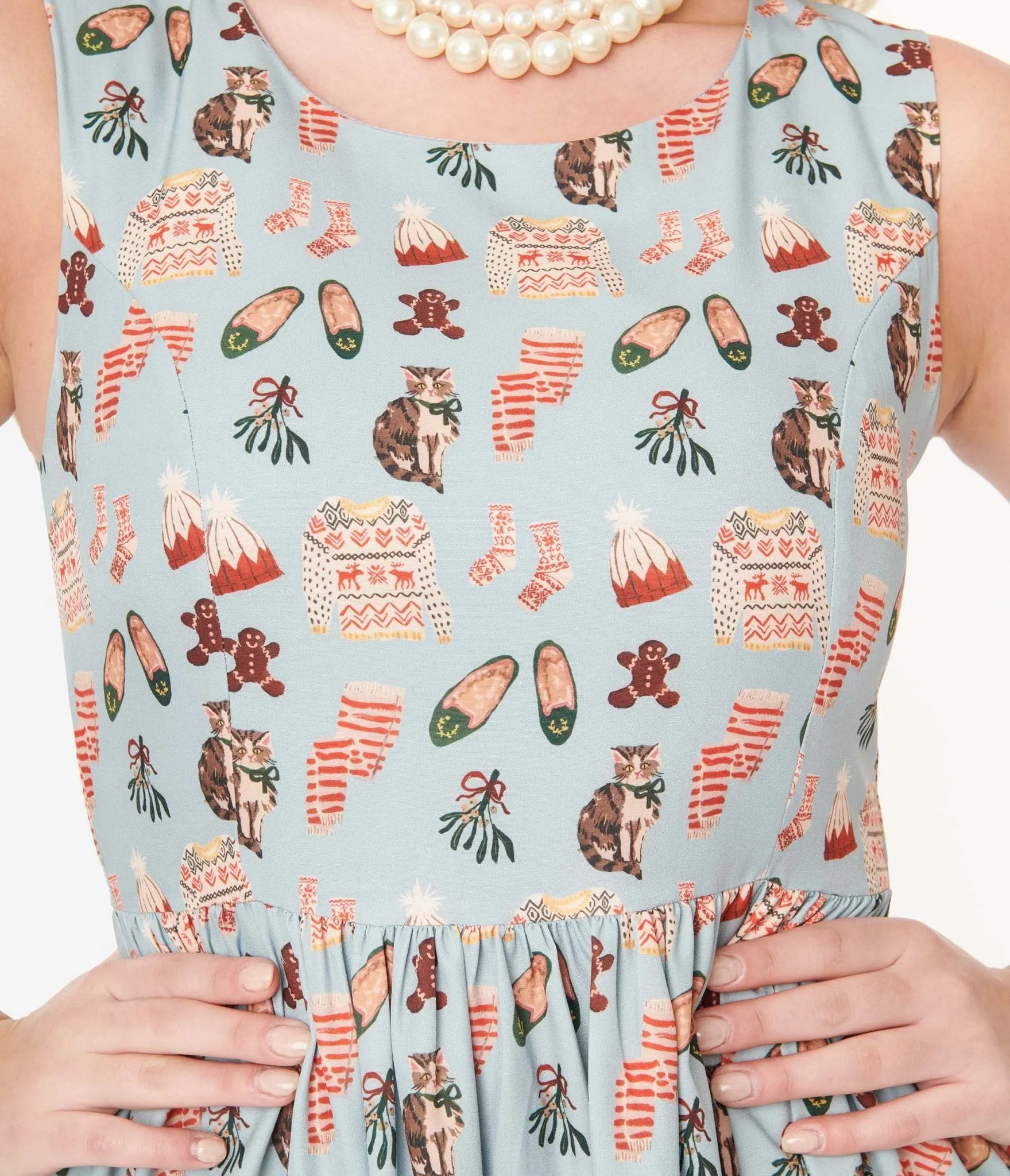 Light Blue Christmas Party Swing Dress sold by Unique Vintage product image thumbnail 2