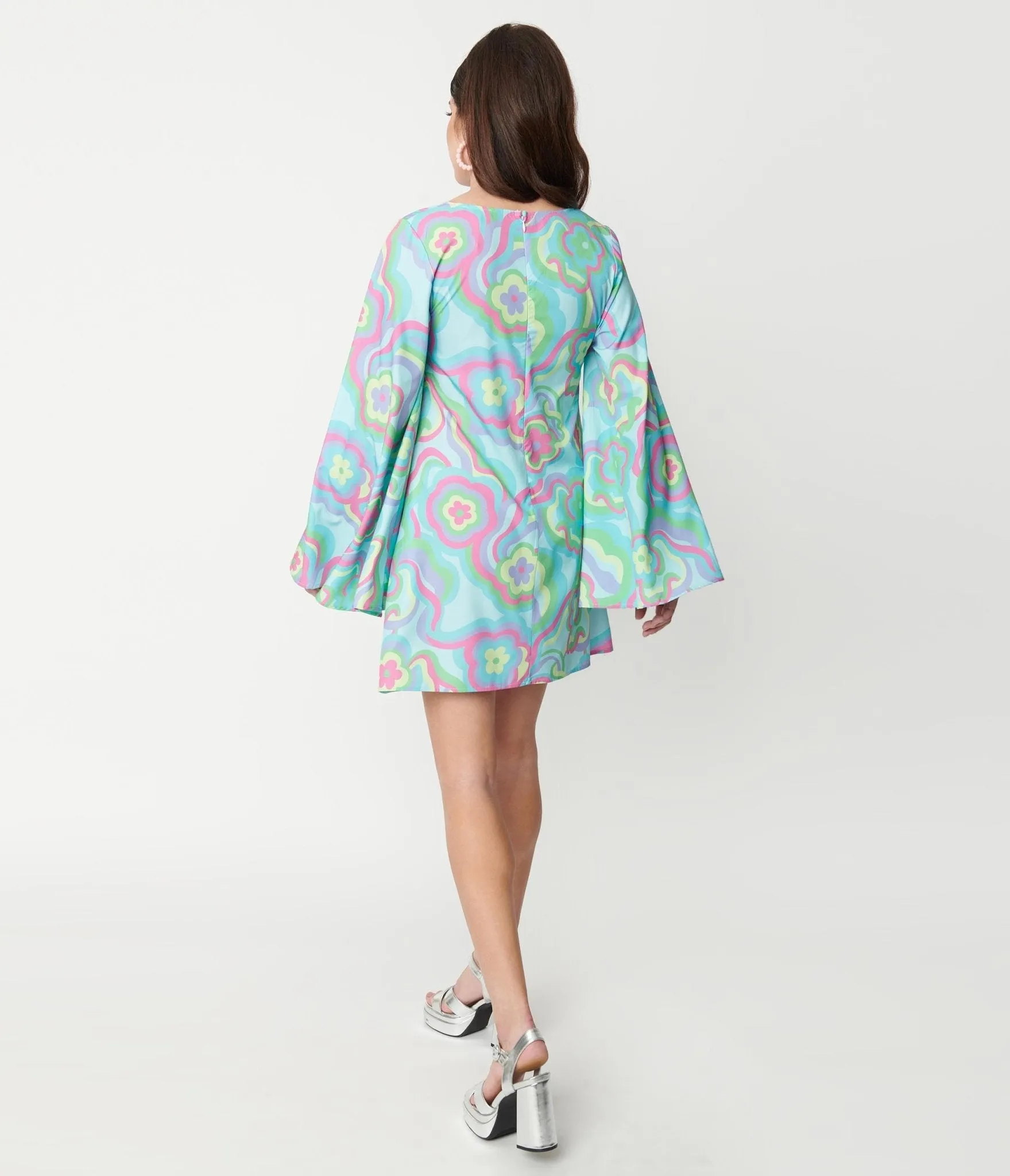 Smak Parlour Blue Flower Psychedelic Downtown Scene Mini Dress sold by Unique Vintage product image thumbnail 3