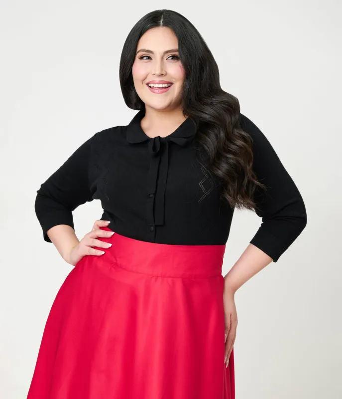 Unique Vintage Plus Size Black Diamond Knit Cardigan sold by Unique Vintage