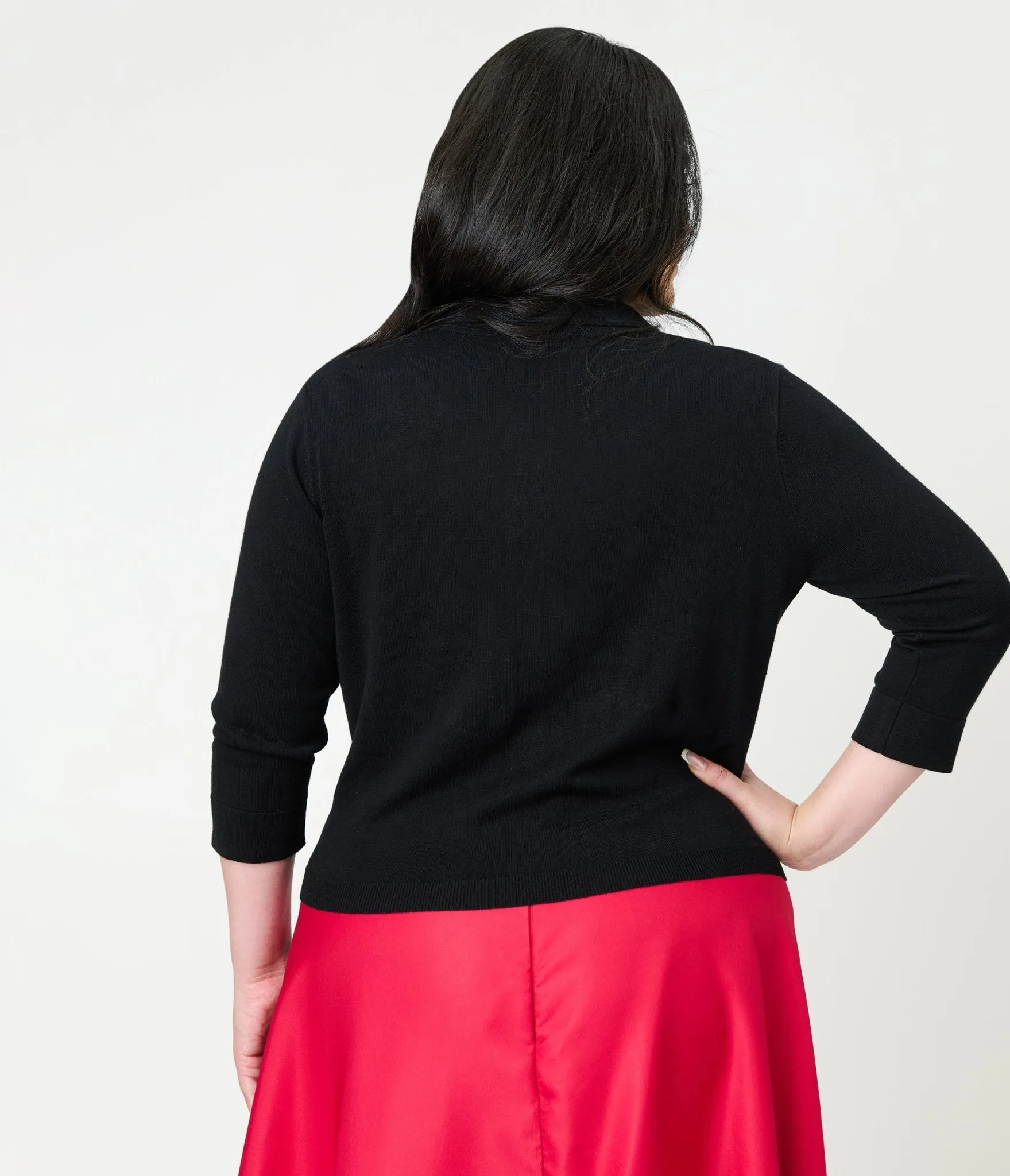 Unique Vintage Plus Size Black Diamond Knit Cardigan sold by Unique Vintage product image thumbnail 2